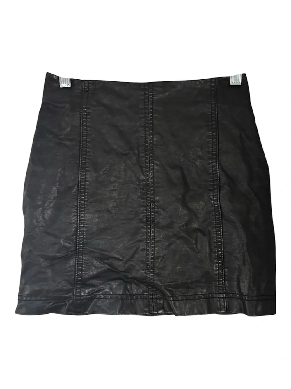 Free People Black Faux Leather Mini Skirt - Sleek Panel Stitch Design